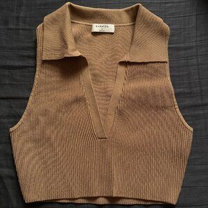 Babaton Sculpt Knit Polo Top in Toasty M